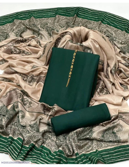 3 Pcs Women's Unstitched Plain Suit