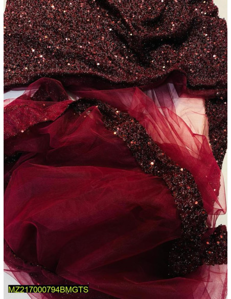 Women's Unstitched Shimmer Net Saree