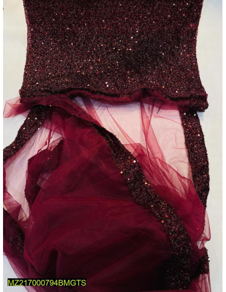 Women's Unstitched Shimmer Net Saree