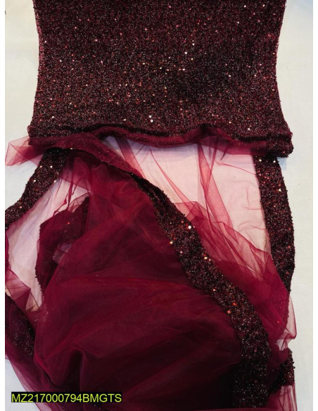 Women's Unstitched Shimmer Net Saree