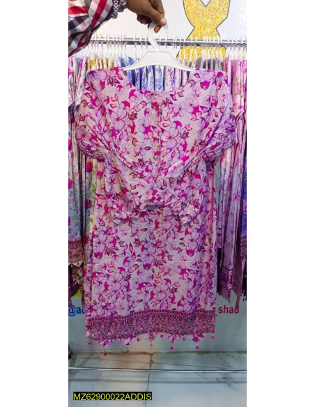 2 Pcs Girl's Stitched Viscose Embroidered Suit