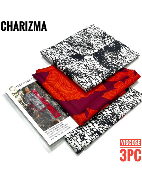 Stylish 3 Pcs Printed Viscose Suit Set with Digital Print and Block Print