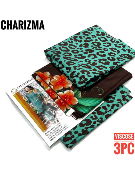 Stunning Green Printed Suit Set - 3 Pcs Viscose Ensemble