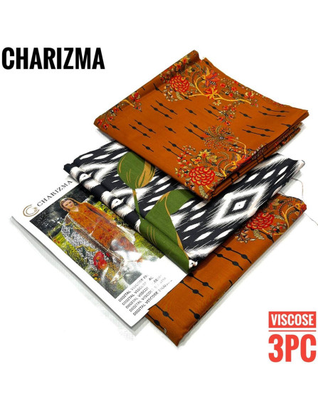 Mustard Viscose Printed Suit - 3 Pcs...