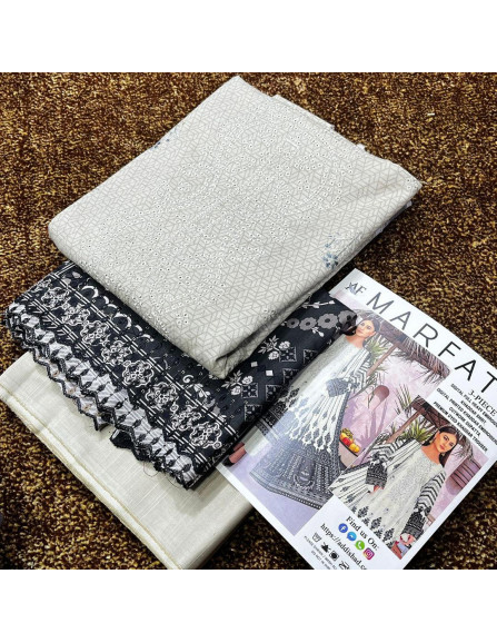 Elegant White Embroidered Suit Set -...