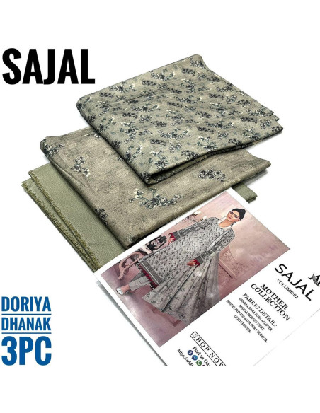 Stylish Grey Digital Print Suit - 3 Pcs Set