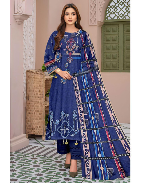 Stunning Printed Karandi Suit Set - 3 Pcs For Women