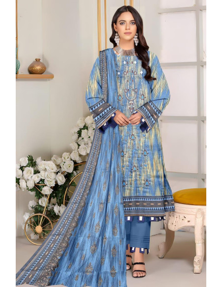 Women's Stunning Dhanak Embroidered Suit - 3 Pcs Set