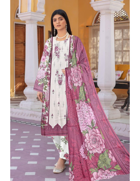 Women's Stunning Dhanak Embroidered Suit - 3 Pcs Set