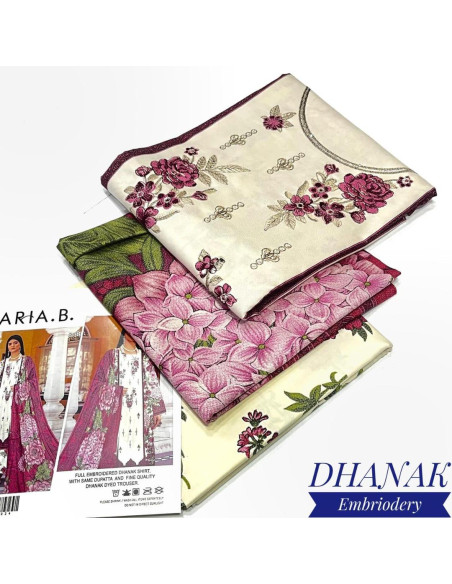 Women's Stunning Dhanak Embroidered Suit - 3 Pcs Set