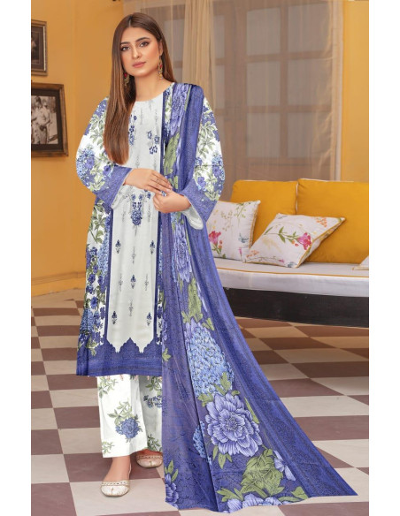 Women's Stunning Dhanak Embroidered Suit - 3 Pcs Set