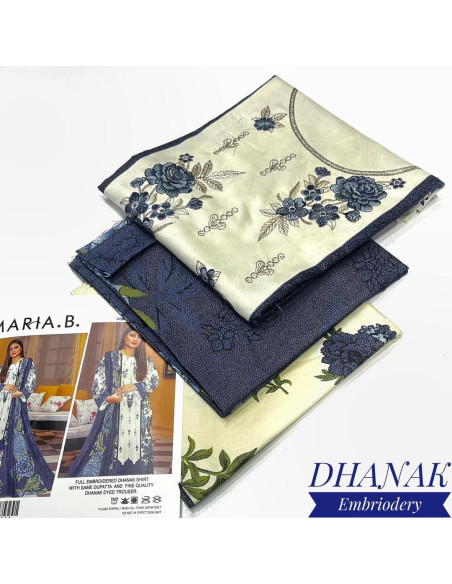 Women's Stunning Dhanak Embroidered Suit - 3 Pcs Set