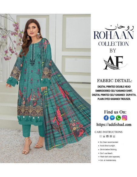 3 Pcs Women's Unstitched Karandi Printed Suit