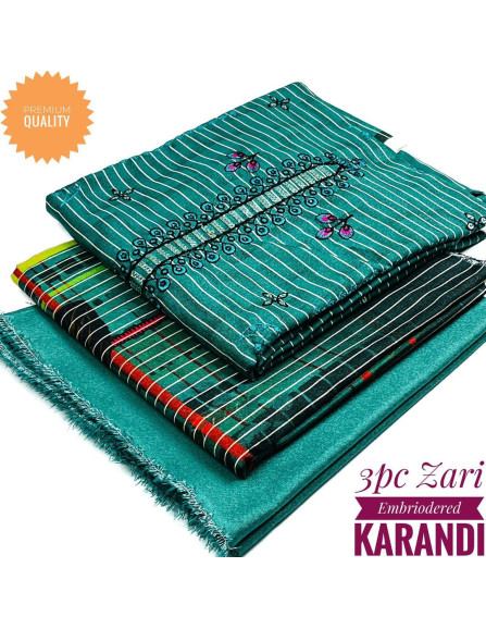 3 Pcs Women's Unstitched Karandi...
