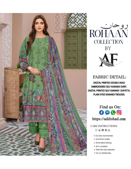 3 Pcs Women's Unstitched Karandi Printed Suit