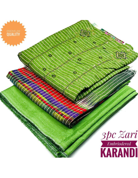 3 Pcs Women's Unstitched Karandi...