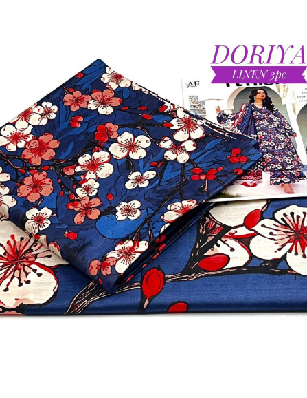 3 Pcs Women's Unstitched Linen...