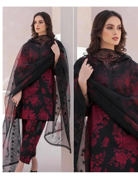 2 Pcs Women's Unstitched Linen Printed Suit