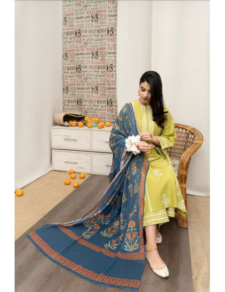 Stunning Green Embroidered Dhanak...