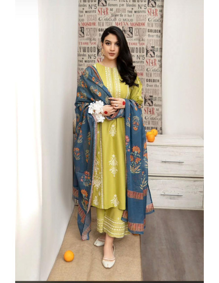 Stunning Green Embroidered Dhanak...