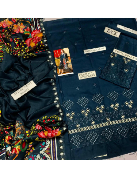 3 Pcs Women's Unstitched Embroidered...