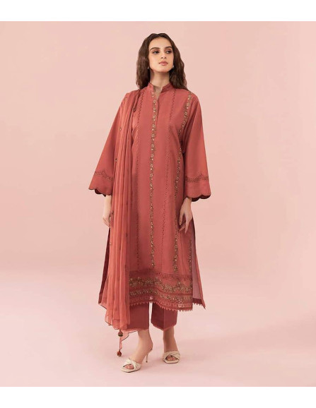 3 Pcs Women's Unstitched Embroidered...