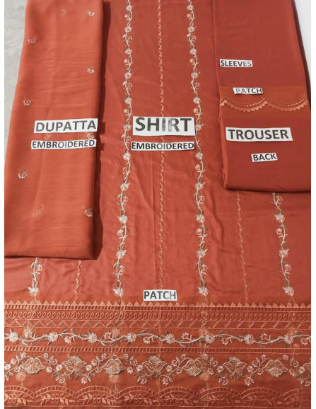 3 Pcs Women's Unstitched Embroidered...