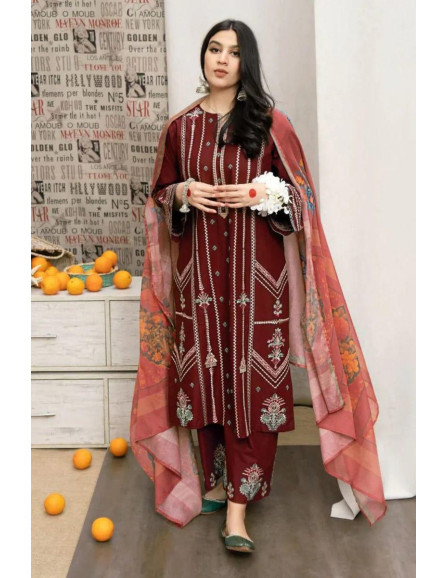 Stunning Maroon 3 Pcs Women's...