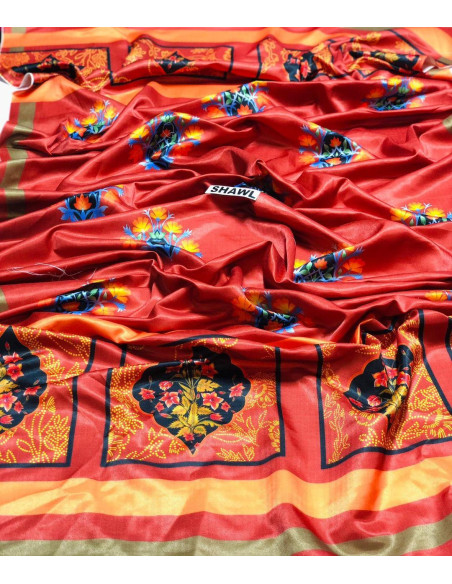 Stunning Maroon 3 Pcs Women's Unstitched Dhanak Embroidered Suit