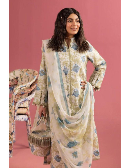 3 Pcs Women's Unstitched Lawn Printed...