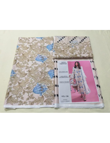 3 Pcs Women's Unstitched Lawn Printed...