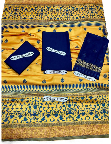 Stunning Blue Embroidered 3 Pcs Suit...