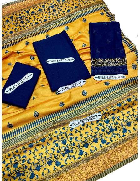 Stunning Blue Embroidered 3 Pcs Suit...
