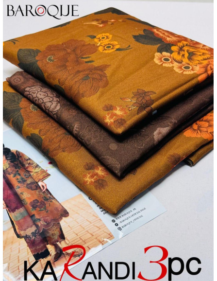 Stylish 3 Pcs Karandi Suit with...