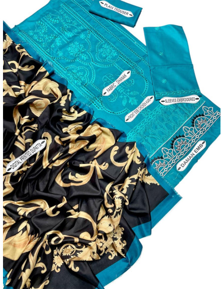 Stylish Off white embroidered suit -...