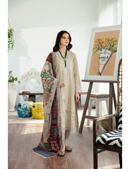 3 pcs woman unstitched Dhanak...