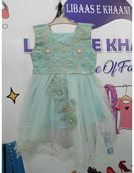 Baby Pearl Net Embroidered Frocks 