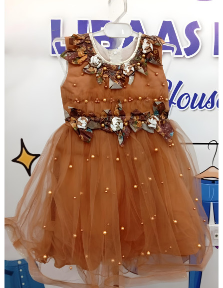 Baby Pearl Net Embroidered Frocks 