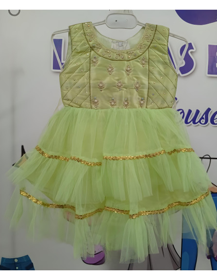 Baby Pearl Net Embroidered Frocks 