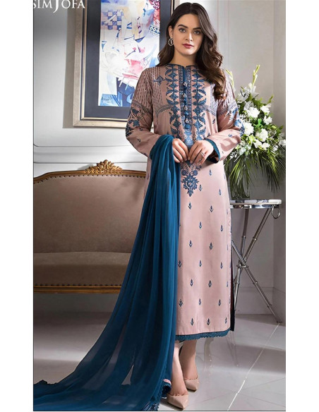 3 Pcs Women's Unstitched Embroidered Suit