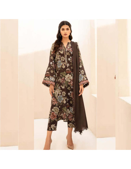 3 Pcs Women's Unstitched Digital Print Suit