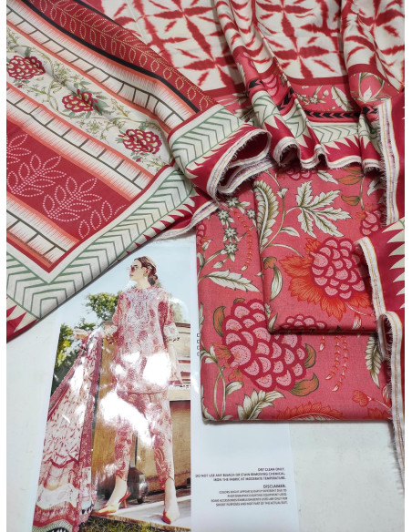 3 Pcs Women's Unstitched Digital Print Suit