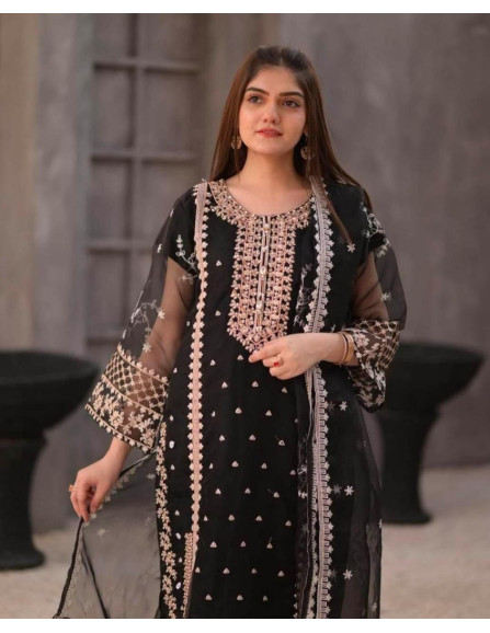 Elegant Black Organza Women's...