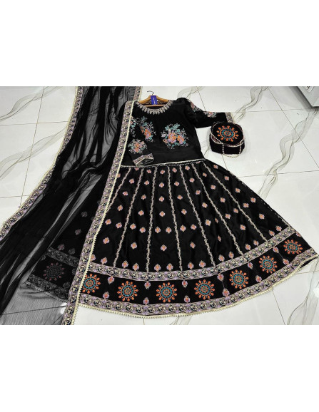 Elegant Silk Embroidered Lehenga...