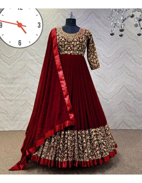 Shamoz Silk Maxi Suit - 3 Pcs Embroidered Set