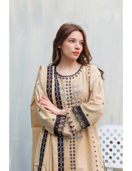 Embroidered Cotton Suit - 3 Pcs...