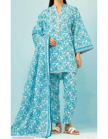 3 Pcs Women's Unstitched Khaddar Printed Suit