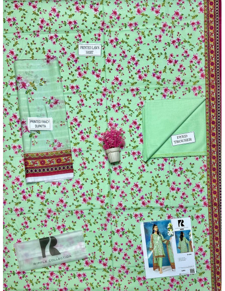 3 Pcs Women's Unstitched Printed Suit