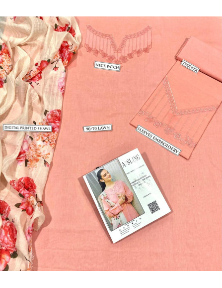 3 Pcs Women's Unstitched Embroidered...