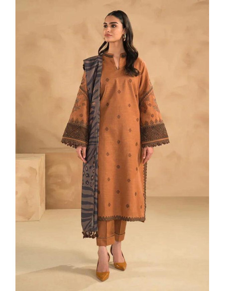 3 Pcs Women's Unstitched Embroidered Suit